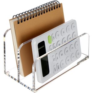 DINGHUO-Acrylic-Mail-Letter-File-Holder-Folder-Organizer-for-Desk-2-Sections-Clear-Countertop-Small-Document-Notebook-Electronics-Desktop-Organizer-for-Office-Storage-Home-School