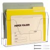 DINGHUO Wall Hanging File Organizer, Acrylic Mail Organizer wall mounted File Holder, Clear 2 Tier Folder Paper Document Magazine Rack for Desk Office School Home