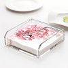 Acrylic Napkin Holder for Table, 7"x7" Clear Luncheon Napkin Holder with Weighted Arm, Flat Kitchen Paper Hand Napkin Dispenser, Suitable for Outdoor & Indoor