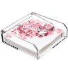 Acrylic Napkin Holder for Table, 7"x7" Clear Luncheon Napkin Holder with Weighted Arm, Flat Kitchen Paper Hand Napkin Dispenser, Suitable for Outdoor & Indoor