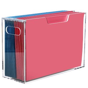 Legal Size File Organizer, Acrylic Protable Hanging File Organizer with Handles